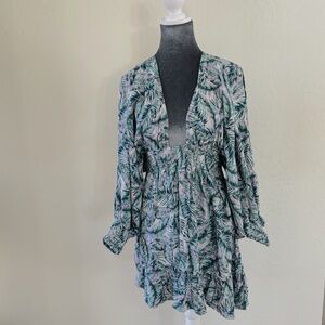 Lovestitch Split Sleeve Palm Print Mini Dress. Size L.